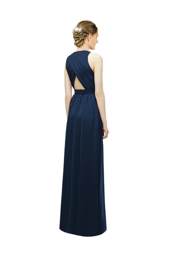 Sleeveless Salmon Halter Neck Soft Chiffon A-Line Bridesmaid Dress Newcastle