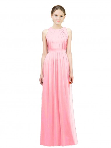 Sleeveless Salmon Halter Neck Soft Chiffon A-Line Bridesmaid Dress Newcastle