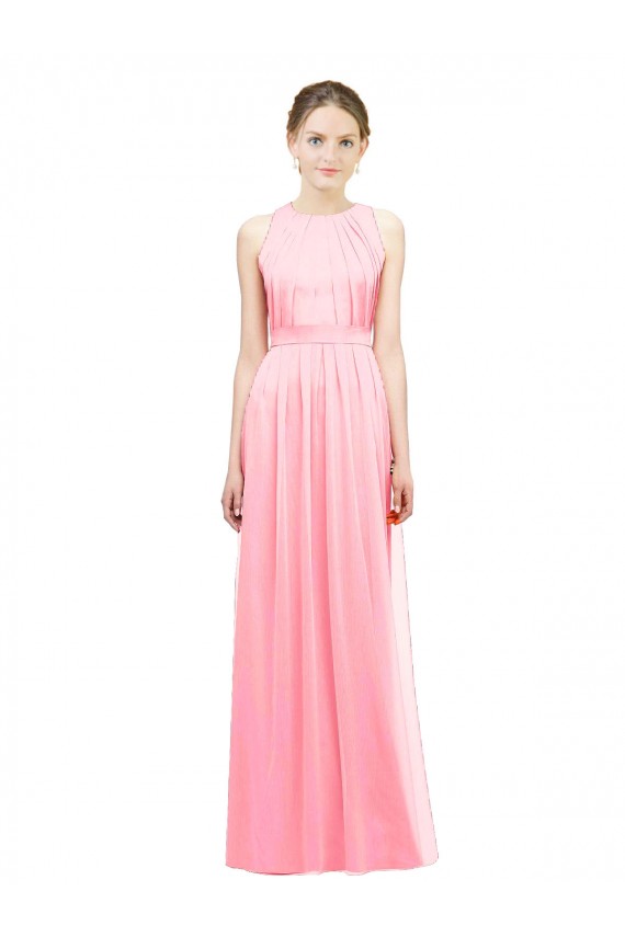 Sleeveless Salmon Halter Neck Soft Chiffon A-Line Bridesmaid Dress Newcastle