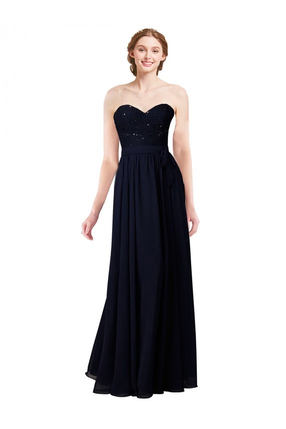 Sleeveless Dark Navy Sweetheart Soft Chiffon A-Line Formal Dress / Bridesmaid Dress Newcastle