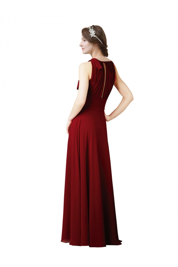 Sleeveless Halter Neck Soft Chiffon Sheath Bridesmaid Dress Newcastle