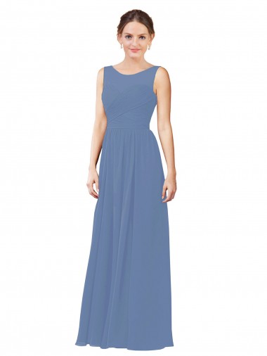 Sleeveless Illusion Neck Soft Chiffon Sheath Bridesmaid Dress Newcastle