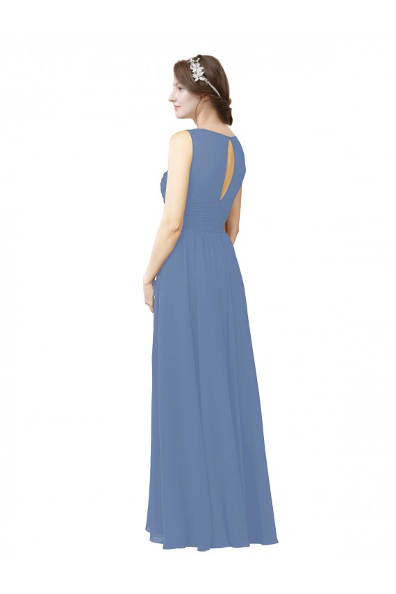 Sleeveless Illusion Neck Soft Chiffon Sheath Bridesmaid Dress Newcastle
