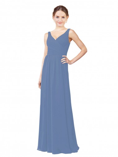 Sleeveless V-Neck Soft Chiffon Sheath Bridal Party Dress Newcastle