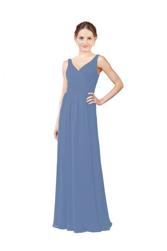 Sleeveless V-Neck Soft Chiffon Sheath Bridal Party Dress Newcastle