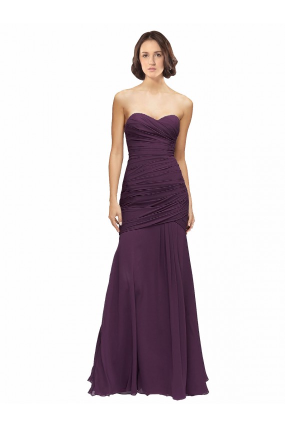 Sleeveless Grape Sweetheart Soft Chiffon Mermaid Bridesmaid Dress Newcastle