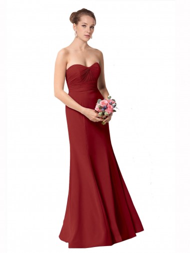 Sleeveless Burgundy Sweetheart Soft Chiffon Mermaid Bridesmaid Dress Newcastle