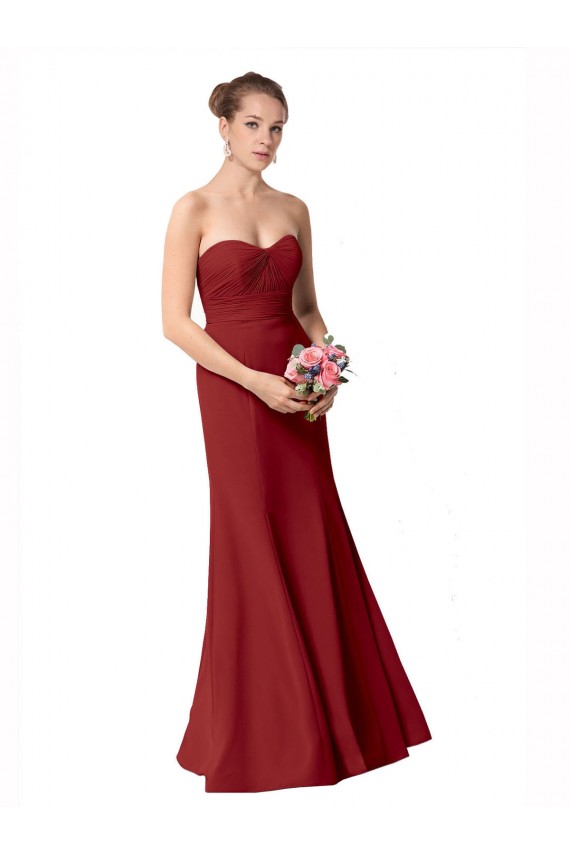 Sleeveless Burgundy Sweetheart Soft Chiffon Mermaid Bridesmaid Dress Newcastle