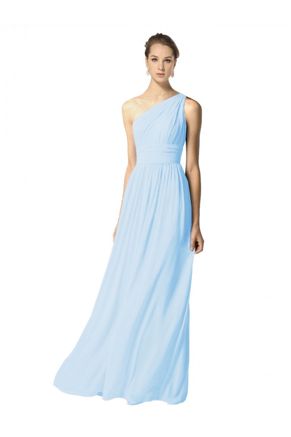 Sleeveless Light Sky Blue One Shoulder Soft Chiffon A-Line Bridesmaid Dress Newcastle