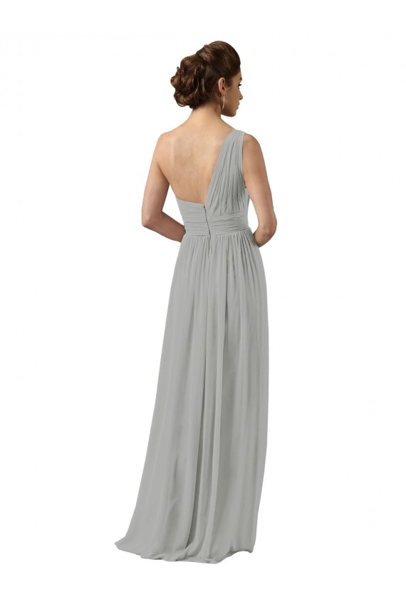 Sleeveless Silver One Shoulder Soft Chiffon A-Line Bridesmaid Dress Newcastle