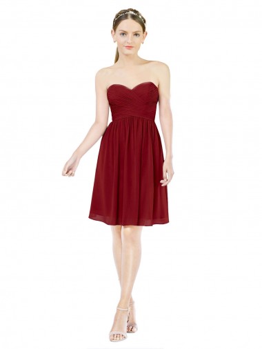 Sleeveless Burgundy Sweetheart Soft Chiffon A-Line Bridesmaid Dress Newcastle