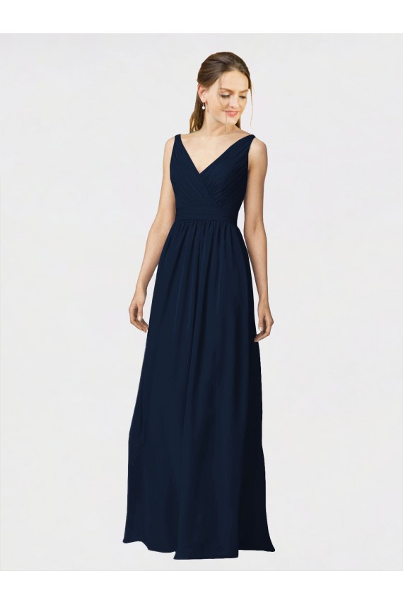 Sleeveless V-Neck Chiffon A-Line Bridesmaid Dresses / Formal Dresses Newcastle
