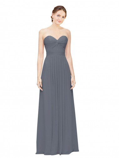 Sleeveless Slate Grey Sweetheart Soft Chiffon A-Line Bridesmaid Dress Newcastle