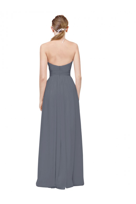 Sleeveless Slate Grey Sweetheart Soft Chiffon A-Line Bridesmaid Dress Newcastle
