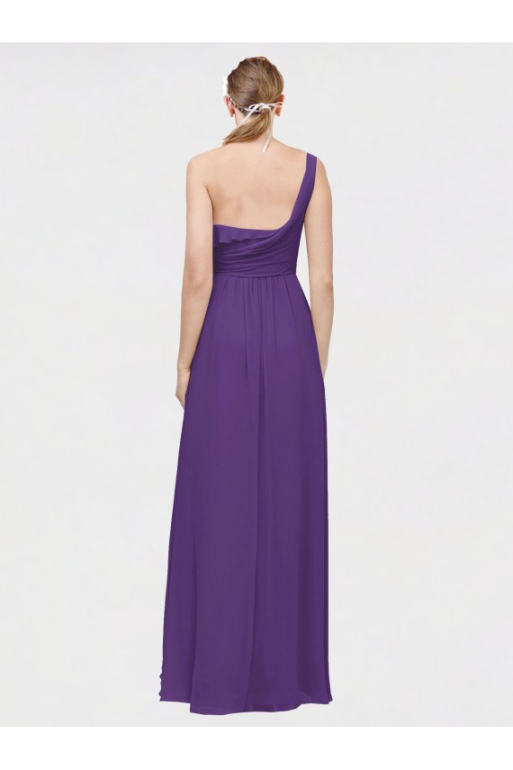 Sleeveless Plum Purple One Shoulder Soft Chiffon A-Line High Low Bridesmaid Dress Newcastle