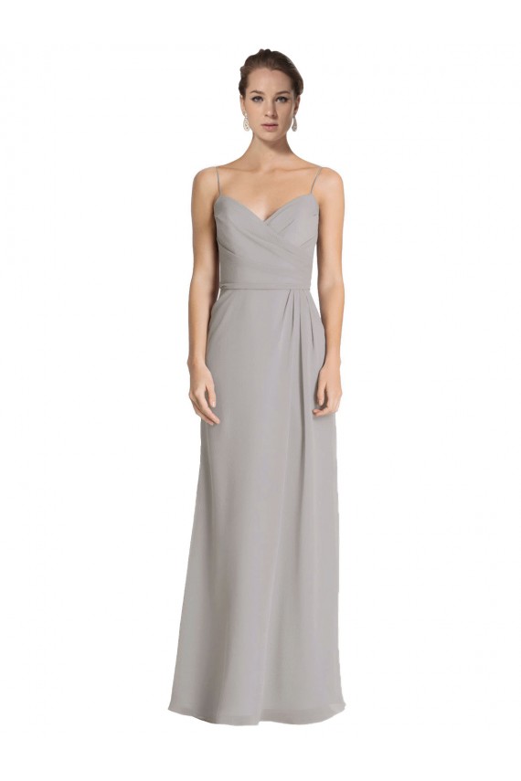 Sleeveless Silver Spaghetti Straps Soft Chiffon Sheath Bridesmaid Dress Newcastle