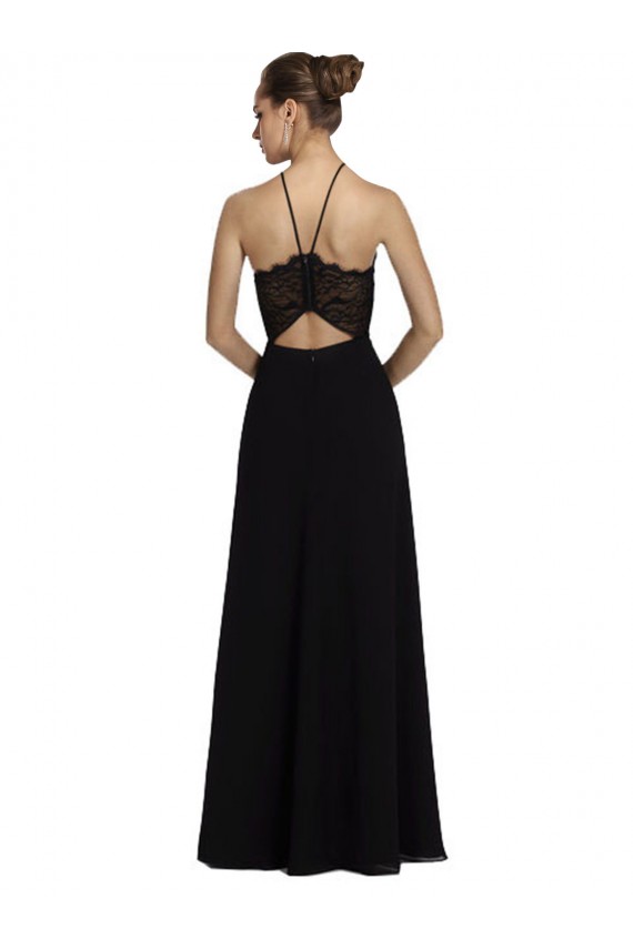 Sleeveless Halter Neck Open Back Soft Chiffon & Lace A-Line Bridesmaid Gown Newcastle