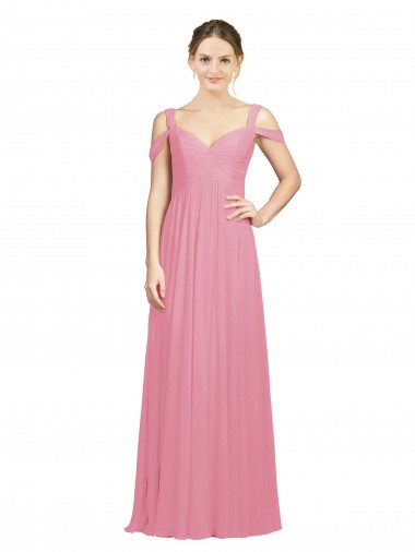 Sleeveless Skin Pink Off the Shoulder Soft Chiffon A-Line Bridesmaid Dress Newcastle
