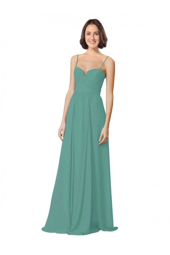 Sleeveless Icelandic Silver Spaghetti Straps Soft Chiffon A-Line Bridesmaid Dress Newcastle