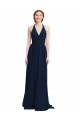 Sleeveless Dark Navy Halter Neck Chiffon A-Line Formal Dress / Bridesmaid Dress Newcastle