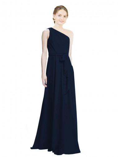 Sleeveless Dark Navy One Shoulder Chiffon A-Line Bridesmaid Dress / Evening Dress Newcastle