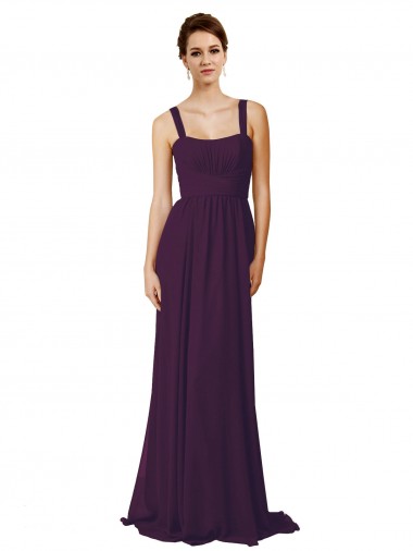 Sleeveless Grape Spaghetti Straps Soft Chiffon A-Line Bridesmaid Dress Newcastle