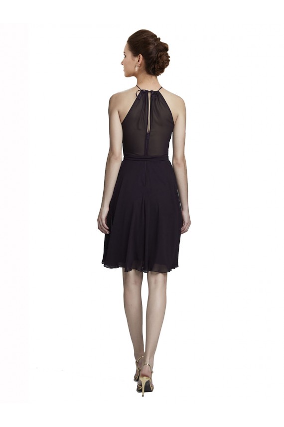 Sleeveless Grape Halter Neck Soft Chiffon A-Line Bridesmaid Dress Newcastle