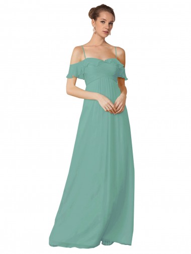 Flutter Sleeves Seaside Off the Shoulder Soft Chiffon A-Line Bridesmaid Dress Newcastle