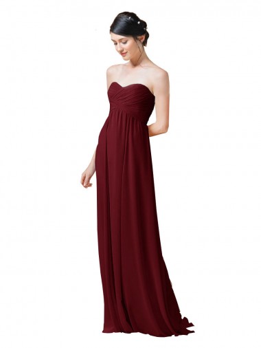 Sleeveless Burgundy Sweetheart Soft Chiffon A-Line Bridesmaid Dresses Newcastle
