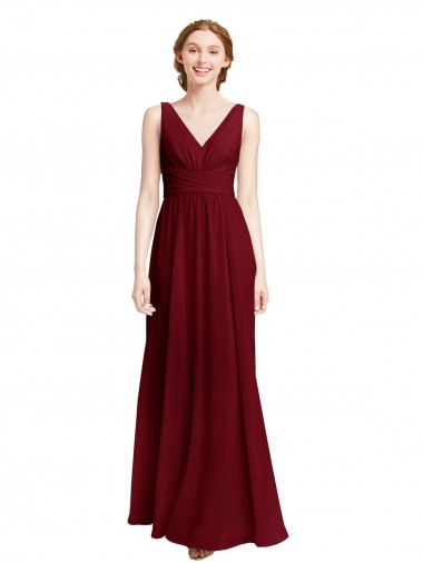 Sleeveless V-Neck Chiffon A-Line Bridesmaid Dress / Evening Gowns Newcastle