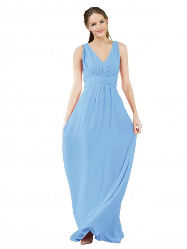 Sleeveless Periwinkle V-Neck Soft Chiffon A-Line Bridesmaid Dress Newcastle
