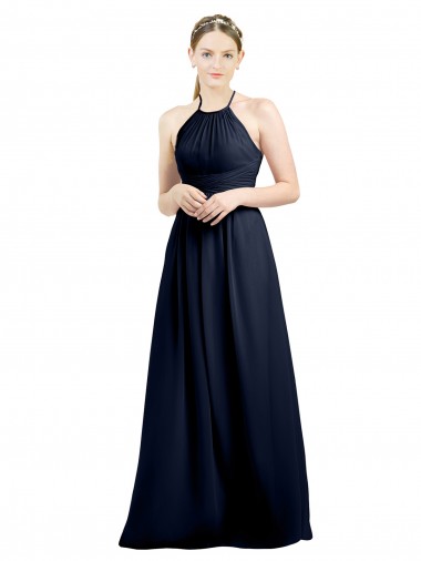 Sleeveless Halter Neck Open Back Soft Chiffon A-Line Evening Gowns / Bridesmaid Dress Newcastle