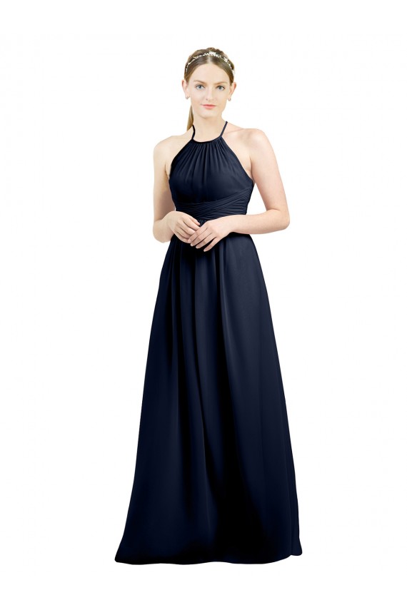 Sleeveless Halter Neck Open Back Soft Chiffon A-Line Evening Gowns / Bridesmaid Dress Newcastle