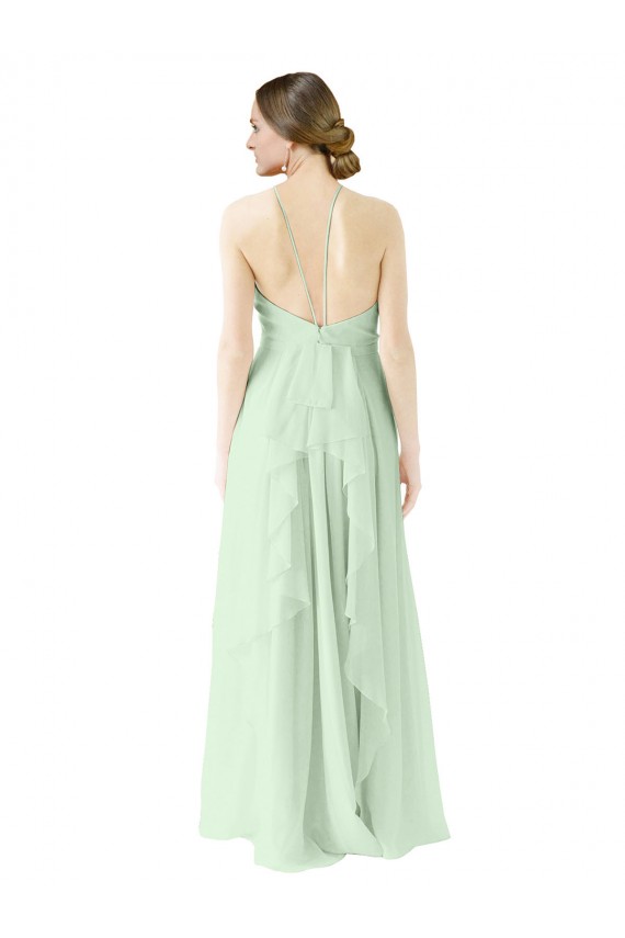Sleeveless Sage Halter Neck Soft Chiffon A-Line Bridesmaid Dress Newcastle