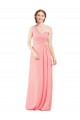 Sleeveless Salmon One Shoulder Soft Chiffon A-Line Bridal Party Dress Newcastle