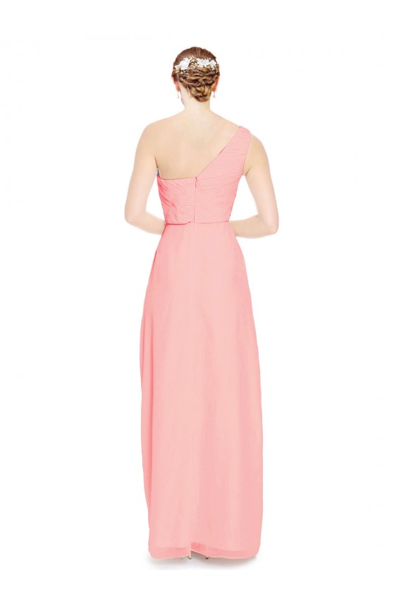 Sleeveless Salmon One Shoulder Soft Chiffon A-Line Bridal Party Dress Newcastle