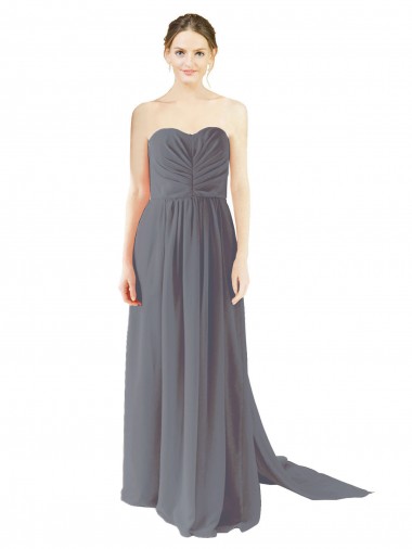 Sleeveless Slate Grey Sweetheart Open Back Chiffon A-Line Bridesmaid Dress / Evening Dress Newcastle