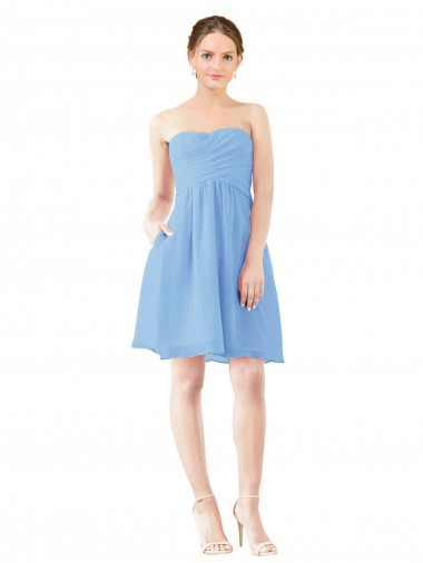 Sleeveless Periwinkle Sweetheart Open Back Soft Chiffon A-Line Bridesmaid Dress Newcastle