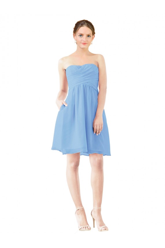 Sleeveless Periwinkle Sweetheart Open Back Soft Chiffon A-Line Bridesmaid Dress Newcastle