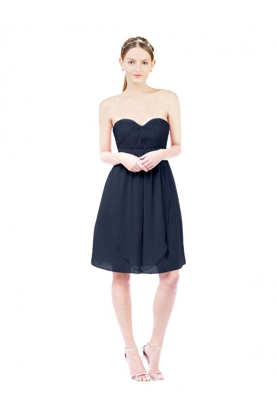 Sleeveless Dark Navy Sweetheart Open Back Soft Chiffon A-Line Bridesmaid Dress Newcastle