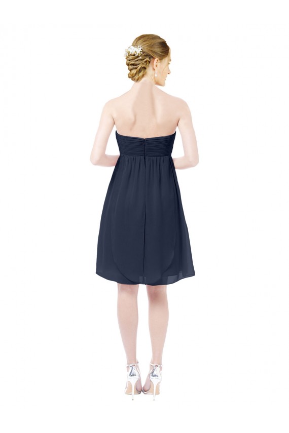 Sleeveless Dark Navy Sweetheart Open Back Soft Chiffon A-Line Bridesmaid Dress Newcastle
