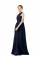 Sleeveless Dark Navy One Shoulder Chiffon A-Line Bridal Party Dress / Evening Dress Newcastle