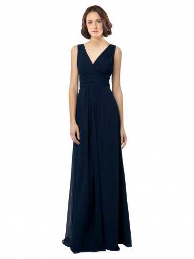 Sleeveless V-Neck V-Back Chiffon A-Line Bridal Party Dress Newcastle