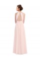 Sleeveless Pink Halter Neck Keyhole Back Soft Chiffon A-Line Bridesmaid Dress Newcastle