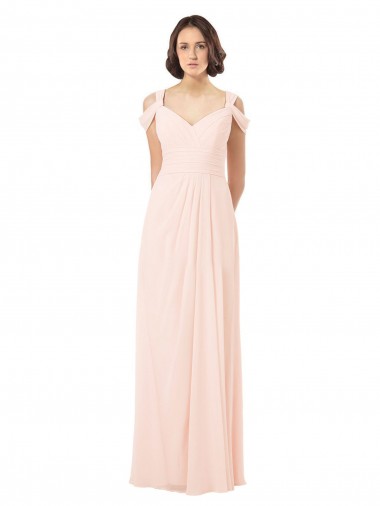Sleeveless Off the Shoulder Keyhole Back Chiffon A-Line Bridesmaid Dress / Evening Dress Newcastle