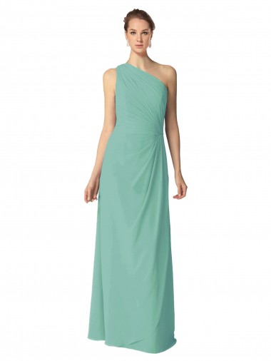 Sleeveless Jade One Shoulder Soft Chiffon A-Line Bridesmaid Dress Newcastle