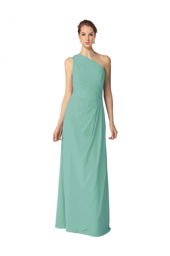 Sleeveless Jade One Shoulder Soft Chiffon A-Line Bridesmaid Dress Newcastle