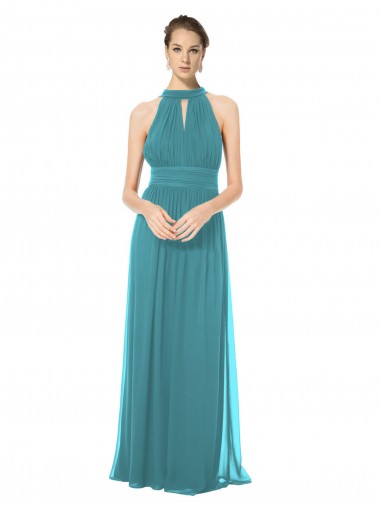 Sleeveless Hunter Halter Neck Keyhole Back Soft Chiffon A-Line Bridesmaid Dress Newcastle