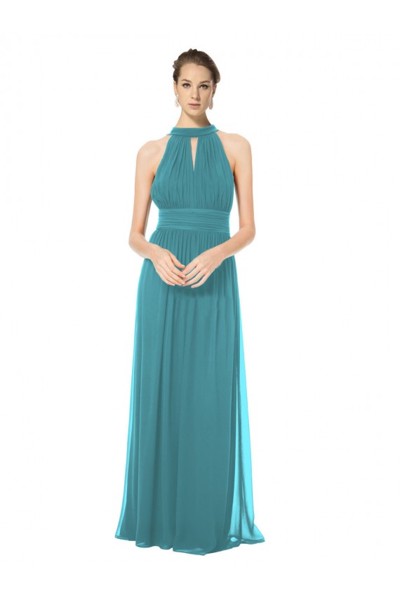 Sleeveless Hunter Halter Neck Keyhole Back Soft Chiffon A-Line Bridesmaid Dress Newcastle