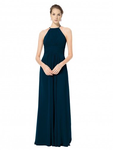 Sleeveless Midnight Green Spaghetti Straps Soft Chiffon A-Line Bridesmaid Dress Newcastle